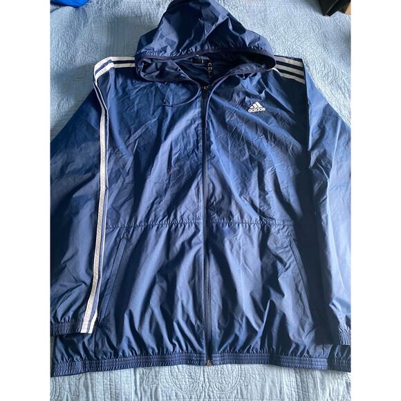 Mens Adidas Wind Breaker Navy Blue XXL Pre Owned - Picture 1 of 5